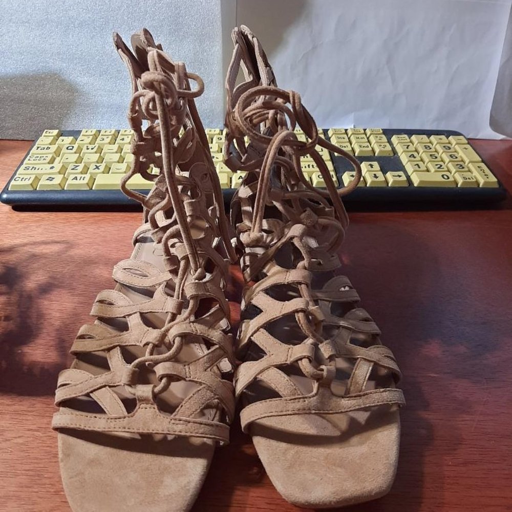 NEW ! Sam Edelman Women Gladiator Strappy Lace Up Lara Sandal Tan Size Various - Picture 3 of 5